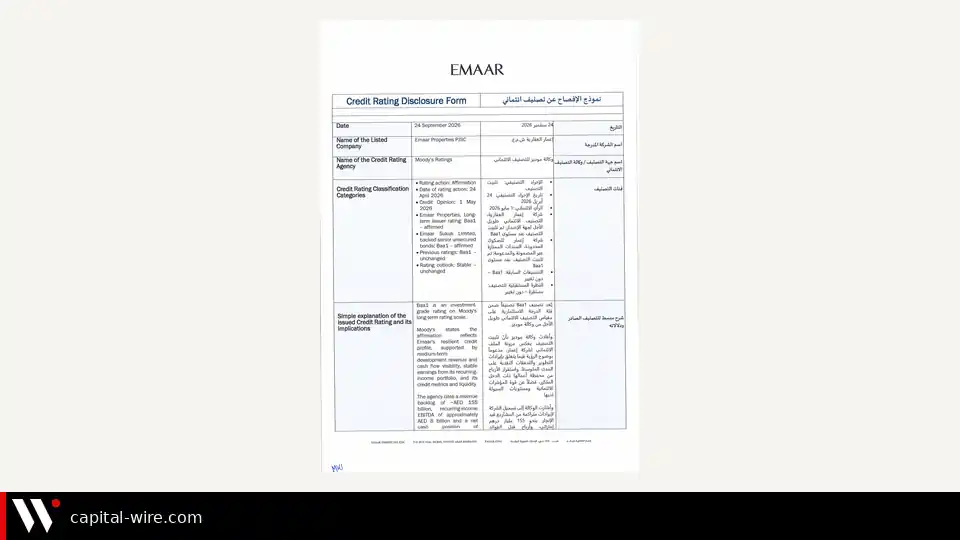 غلاف تثبيت موديز لإعمار عند Baa1